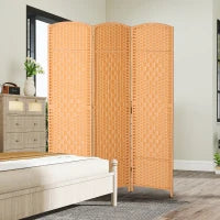 Paravento da interno in legno a 3 pannelli pieghevole, 135 x 180 cm, Marrone chiaro