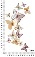 Pannello Da Muro Butterflies Oro/Bordeaux C cm 59,5X4X111,5