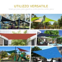 Tenda da Sole Triangolare Anti-UV e Traspirante con Ganci a D, in HDPE, 5x5x5 m, Bianca e Blu