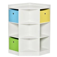 Scaffale per Bambini a 3 Cassetti in Tessuto non Tessuto e MDF, Bianco