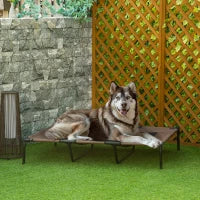 Lettino per Cani di Taglia Grande Fino a 50kg, Metallo e Tessuto Oxford, 122x92x23 cm, Marrone