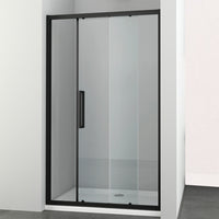 Ogomondo porta scorrevole slide 2 due ante black profilo nero cristallo 6 mm *** misure 146-150xh195 cm, confezione 1