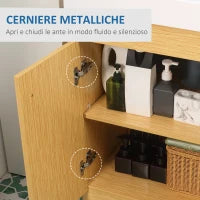 kleankin Mobile Bagno sotto Lavabo in Truciolato con Ripiani Regolabili e Lavello Curvo, 60x41.5x88 cm