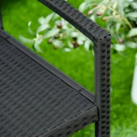 Panchina da Giardino ed Esterno in Rattan, Panca in Rattan Nero 2 Posti, 122x60x85cm