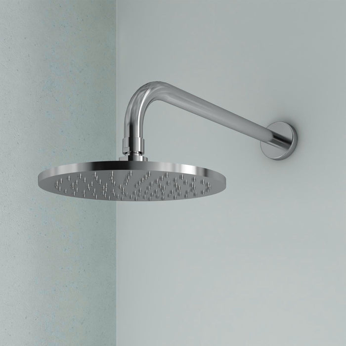 Braccio doccia ottone cromato + soffione doccia tondo ottone cromato diam 300x8 mm spessore