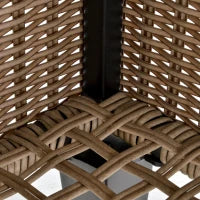 Tavolino da Caffè da Giardino Sollevabile, in Metallo Epossidico e Resina Intrecciata Effetto Rattan, Beige