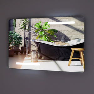 Specchio 5 mm rettangolare decorazione led interruttore touch alluminio *** misure 100x80 cm, tonalità standard 6000...