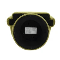 Poltrona Girevole Imbottita in Stoffa Bouclé, Design a Botte per Salotto e Ufficio, Verde Oliva