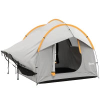 Tenda per Auto Impermeabile a 3 Porte in Poliestere, PE e Fibra di Vetro, 239x210x210 cm, Grigio e Arancione