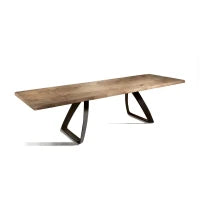 E-STYLO Tavolo allungabile con top rovere naturale e gambe in metallo nero, 90cm X 160/240cm H. 76cm.