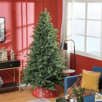 Albero di Natale 210 cm in Plastica Verde con Base in Metallo e 2445 Rami Ignifughi