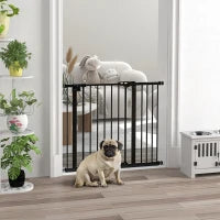 Cancellino per Cani Regolabile con Chiusura Automatica, in Acciaio e Plastica, 74-100x77 cm Nero