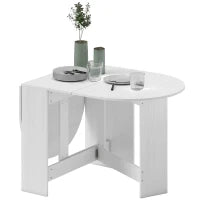 Tavolo Pieghevole per 6 Persone con 2 Ribalte Ovale in Legno, 163x80x75 cm, Bianco