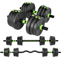 Set di pesi regolabili da 25 KG 2 in 1, Nero e Verde
