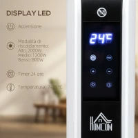 Termosifone Elettrico a 3 Modalità con Timer e Termostato, in Acciaio e Plastica, 60x18.5x39.5 cm, Bianco e Nero