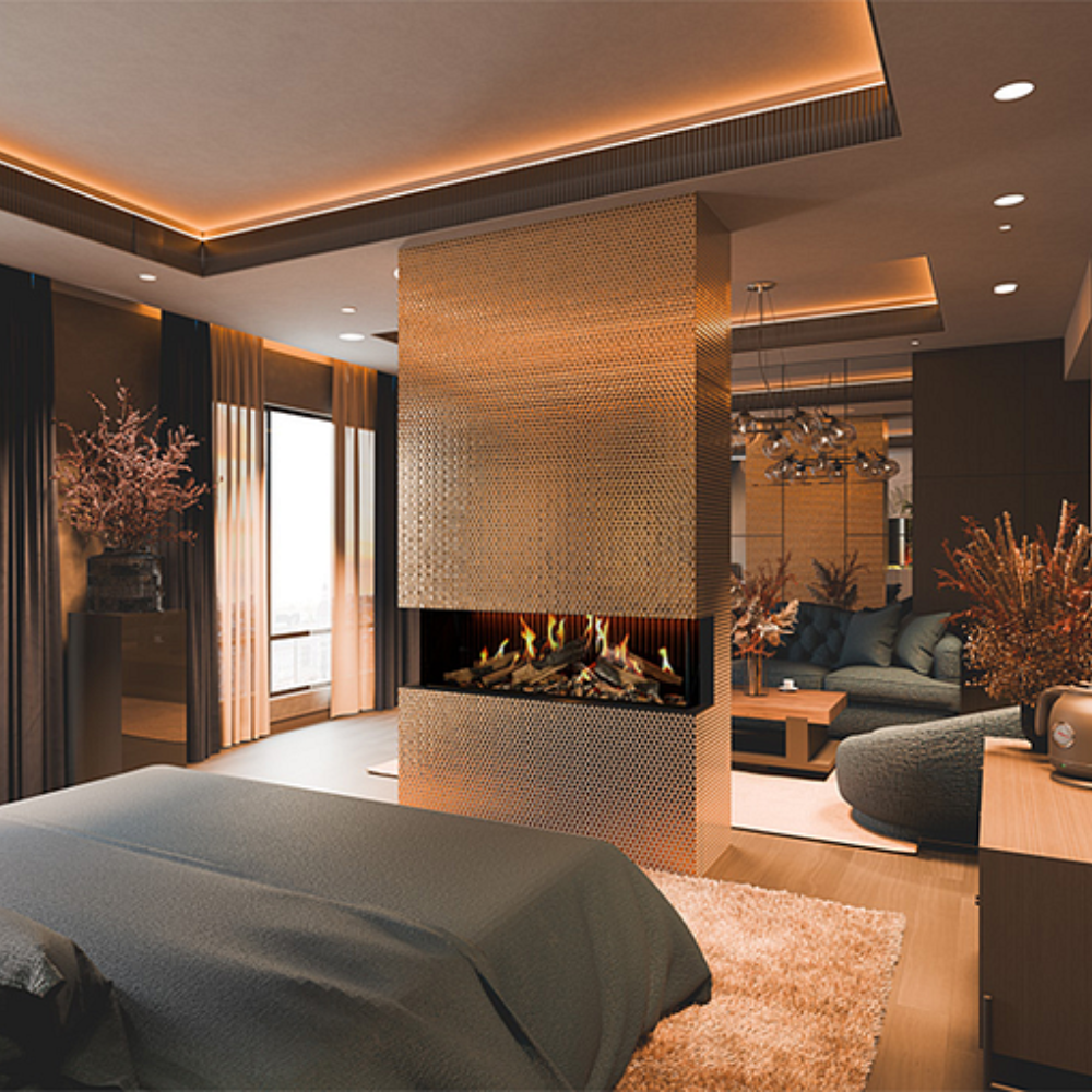 Camino elettrico virtuo 130 evolve telecomando ciocchi ceramici simil-legno