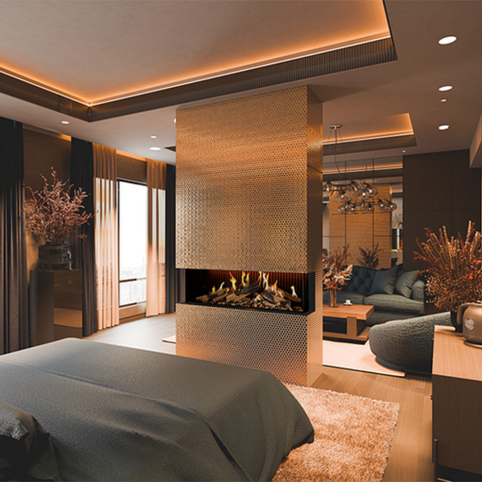 Camino elettrico virtuo 130 evolve telecomando ciocchi ceramici simil-legno