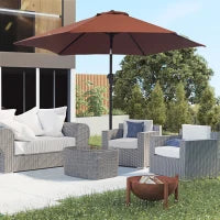 Ombrellone da Giardino Inclinabile con Manovella, in Alluminio, Metallo e Poliestere, Ø260x235 cm, Nero e Caffè
