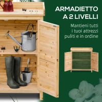 Armadietto da Esterno a 2 Ripiani in Legno di Abete con Design Rialzato e 2 Ante, 83x40x92 cm
