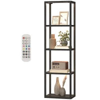 Lampada LED RGB 4 livelli con Ripiani in Vetro, Telecomando e Sincronizzazione Musica, Nero