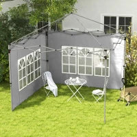 Set di 2 Pannelli Laterali per Gazebo da 3 x 3 m/3 x 4 m, Pannello per Gazebo con Finestra, 295 x 195 cm, Grigio Chiaro