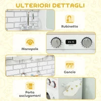 Cucina Giocattolo per Bambini 3-6 Anni in Legno con Set di Accessori, Lavandino e Manopole con Suoni, Bianco