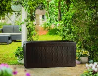 Baule da Giardino Samoa, 270L, Effetto Rattan, Marrone, 116,4x44,7x57H cm