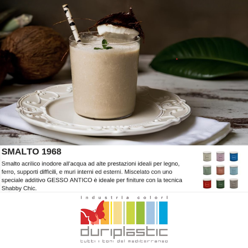 Smalto1968 base acqua gesso antico shabby chic finitura opaca multicolore l 0.5 *** colore- persiana, confezione 1