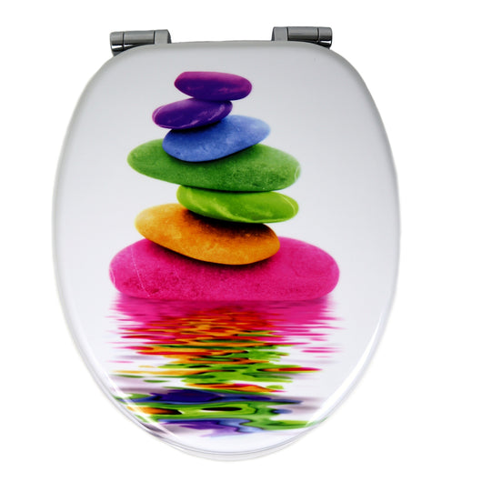 Sedile wc copri vater universale frizionato fantasia in mdf con chiusura rallentata *** fantasia colors stone, confez...