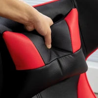 Sedia da Gaming con Funzione Oscillante, Sedia Girevole, Regolabile in Altezza, Seduta Imbottita, Metallo, 67 x 71 x 112 cm, Rosso