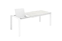 E-STYLO Tavolo allungabile con top in ceramica marmo bianco e base in metallo bianco, 90cm X 140 /190cm H. 76cm.