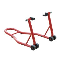 Cavalletto Supporto per Moto Posteriore con Doppio Tipo di Accessori in Acciaio, 80x50x40cm, Rosso
