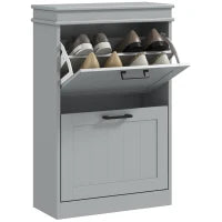 Mobile porta scarpe, 2 porte abbattibili, ripiani regolabili, per ingresso, corridoio, 54 x 24 x 82,5 cm, grigio