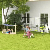 Tavolo da Picnic per Bambini con Panche in Legno Massiccio, Tavolo Bambini per il Giardino, 89 x 79 x 50 cm, Marrone e Bianco