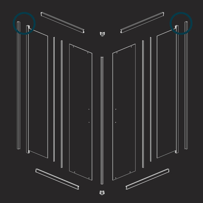 Box cabina doccia angolare corner due ante scorrevoli cristallo temprato alta qualità *** misure 87-89x87-89xh195 cm...