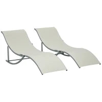 Set 2 Sdraio da Giardino Pieghevoli, Lettino Prendisole in Alluminio e Textilene, 61x165x63 cm