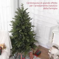 Albero di Natale 150 cm in Plastica Verde con Base in Metallo e 1309 Rami Ignifughi