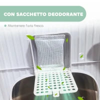 Lettiera per Gatti Chiusa con 2 Porte, Vassoio Estraibile, Paletta e Deodorante, Grigio