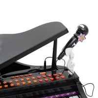 Pianoforte Elettrico Giocattolo Strumento Musicale per Bambini con 37 Tasti Microfono e Sgabello 48x39x69cm Nero