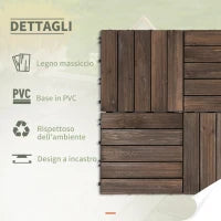 Piastrelle per Esterni Pavimento in Legno, Set 27 Pezzi Montaggio a Incastro, 30x30x2.5 cm