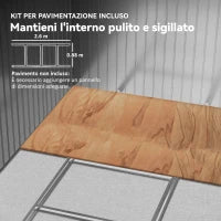 Casetta da Giardino con 4 Prese d'Aria e 2 Porte Scorrevoli in Acciaio, 277x195x192 cm, Marrone