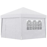 Gazebo Pieghevole 3x3 m con Altezza Regolabile, con Design Pop Up e Finestre, Bianco