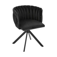 Set da 2 Sedie Girevoli a 180° con Supporto Lombare Ergonomico e Rivestimento Effetto Velluto, 56x50x70 cm, Nero