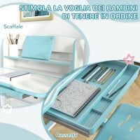 Set Scrivania per Bambini con Sedia Regolabile in Altezza e Piano Inclinabile, Età 6-12 Anni, Blu