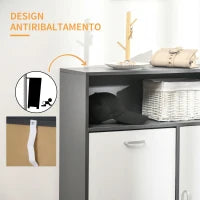 Scarpiera Salvaspazio per 8 Paia di Scarpe con 2 Ante e Armadietto, 80x25.5x112.5cm, Grigio e Bianco