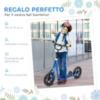 Monopattino per Bambini 5-12 Anni con Freno Posteriore e Manubrio Regolabile, 120x52x80-88 cm, Blu