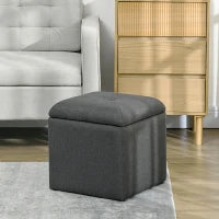 Pouf Contenitore Imbottito in Tessuto Teddy Morbido per Salotto e Camera, 39x39x39cm, Grigio