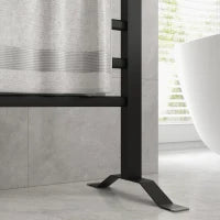 Scaldasalviette Elettrico da Terra o Parete 150W con 8 Barre e Timer 2-4 Ore, 53x35x90 cm, Nero