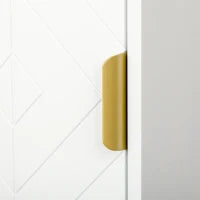 kleankin Colonna Bagno con 2 Armadietti e Ripiano in MDF e Acciaio, 30x30x170.7cm, Bianco e Oro