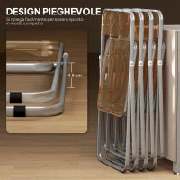 Set 4 Sedie Pieghevoli Salvaspazio per Soggiorno ed Eventi, Acciaio e Acrilico, Arancione